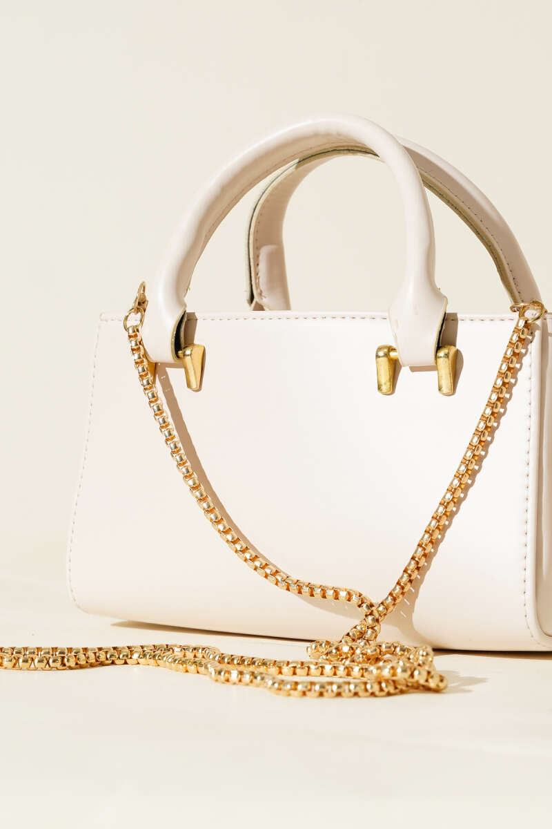 Magnetic Bag with Chain Strap - Bone