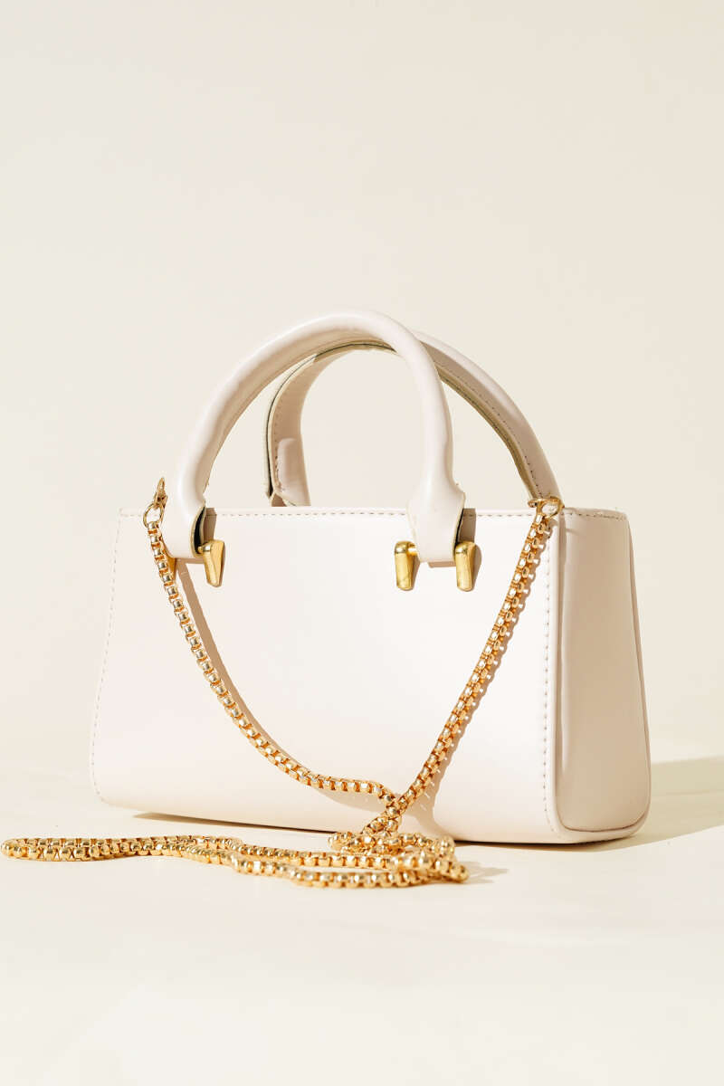 Magnetic Bag with Chain Strap - Bone