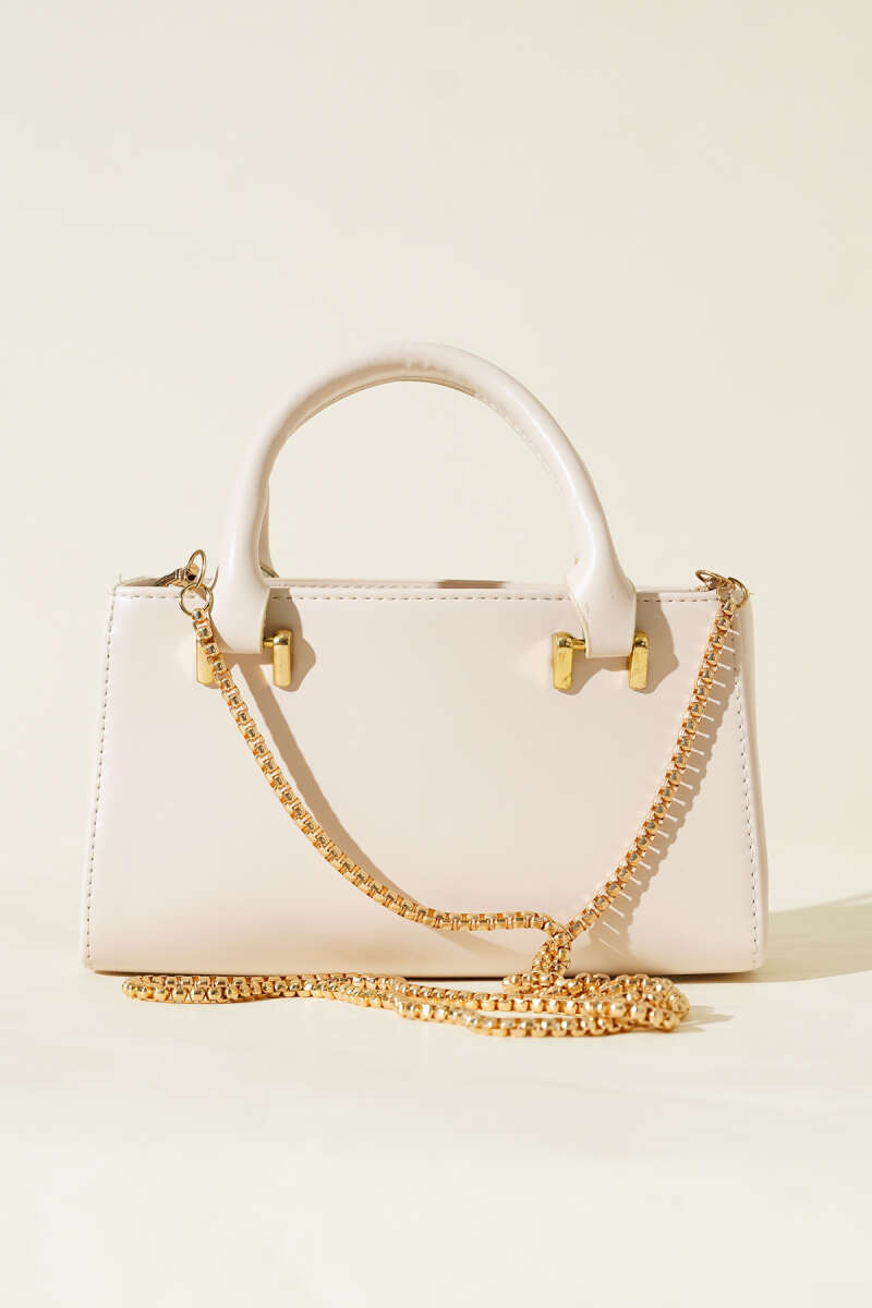 Magnetic Bag with Chain Strap - Bone