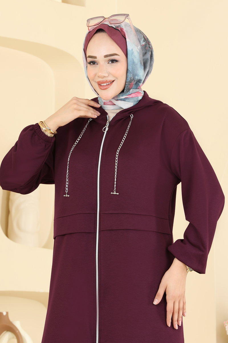 Chain-Detail Modal Two-Piece Set - Plum