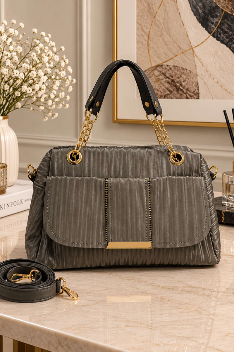 Chain-Detail Handbag - Dark Mink