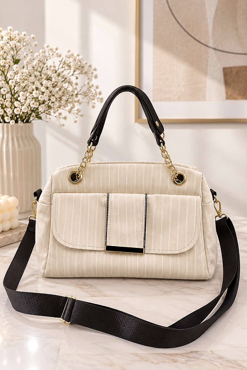 Chain-Detail Handbag - Bone