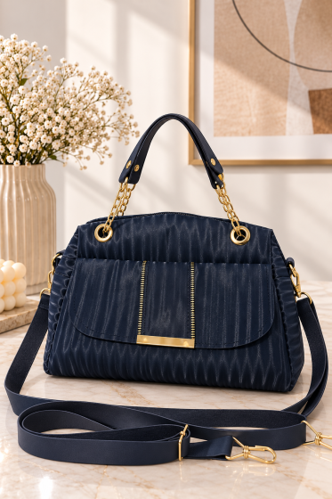 Chain-Detail Handbag - Navy