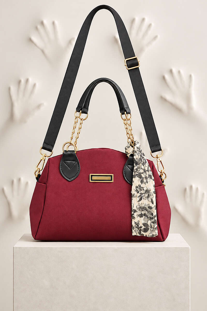 Bag with Chain Handle - Burgundy